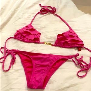 Sofia by Vix Hot pink ruffle bikini